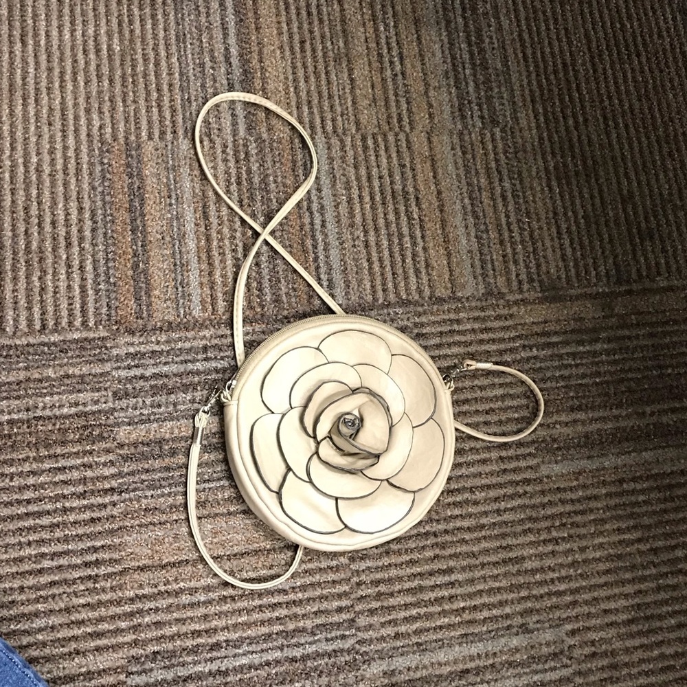 Taupe Rose Shape Shoulder Purse